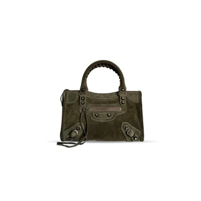 BALENCIAGA WOMEN'S LE CITY BAG MINI IN KHAKI 8063952AKEA1000 (23.8*16*6.3cm)